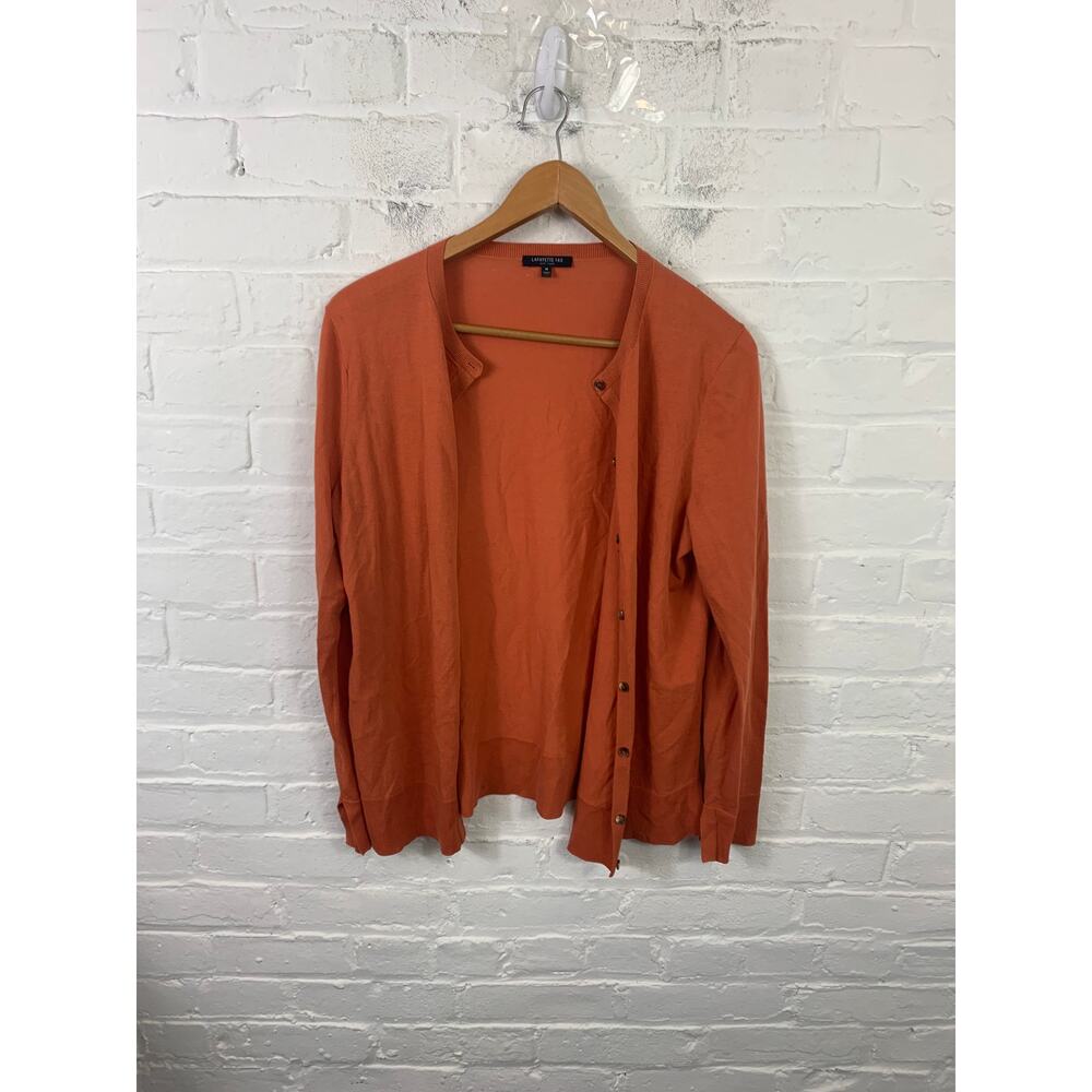 Lafayette 148 Women's Button Front Cardigan Sweater Long Sleeve Orange Size M
